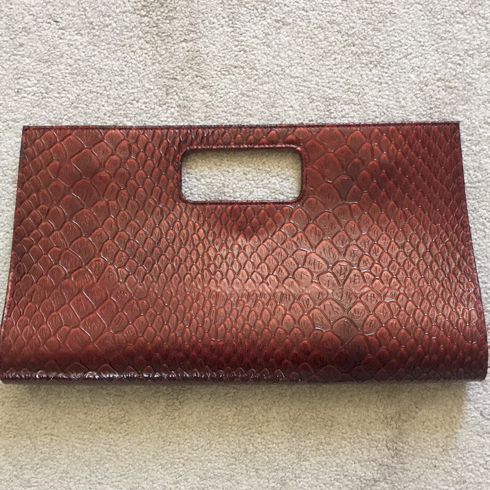 Faux snakeskin clutch